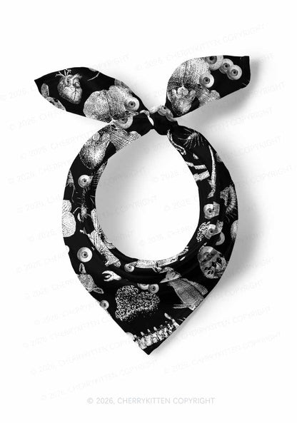 Halloween Dark Sheep Bone Y2K Print Square Bandana Cherrykitten