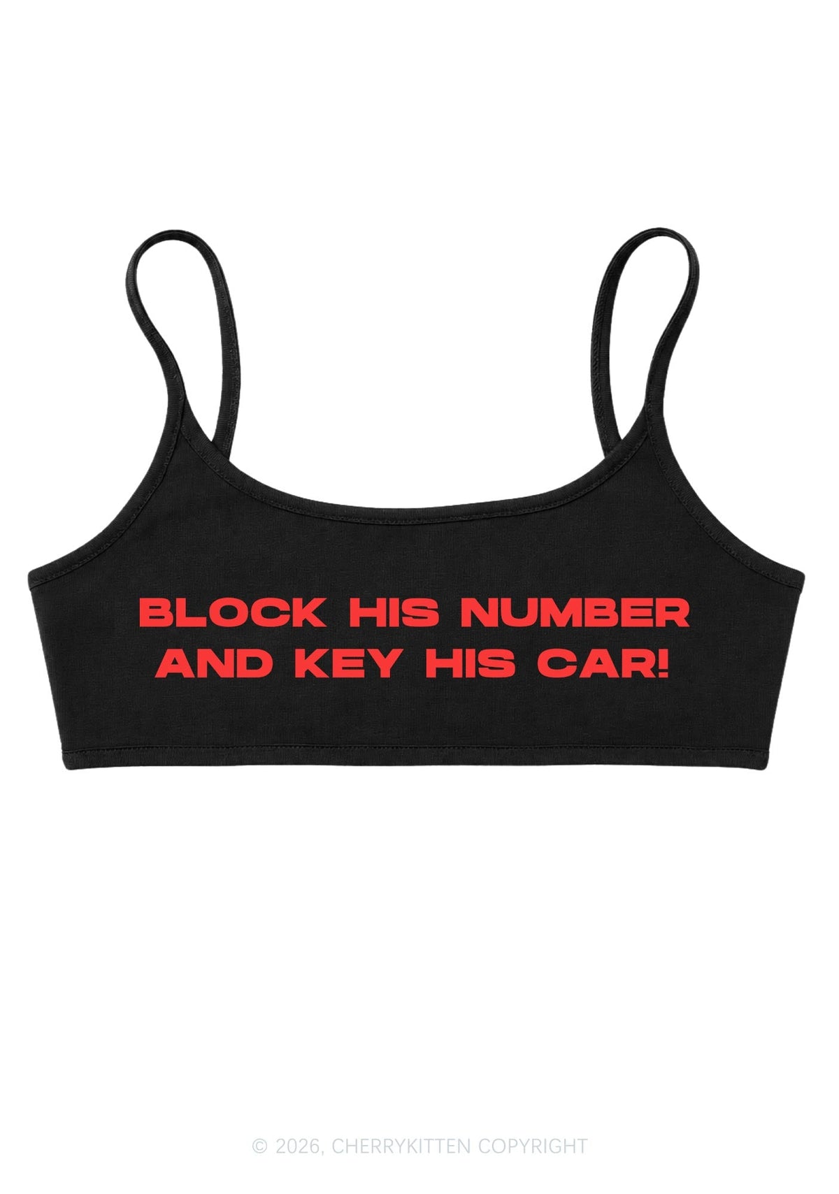 Block His Number Y2K Super Crop Cami Cherrykitten