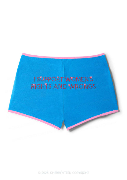 Rhinestone I Support Women Y2K Booty Shorts Cherrykitten