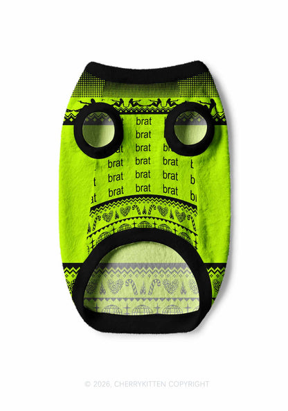 Green Brat Y2K Pet Knit Sweatshirt Cherrykitten
