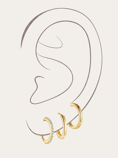 KOSINER 14K Solid Gold Classic Hoop Set
