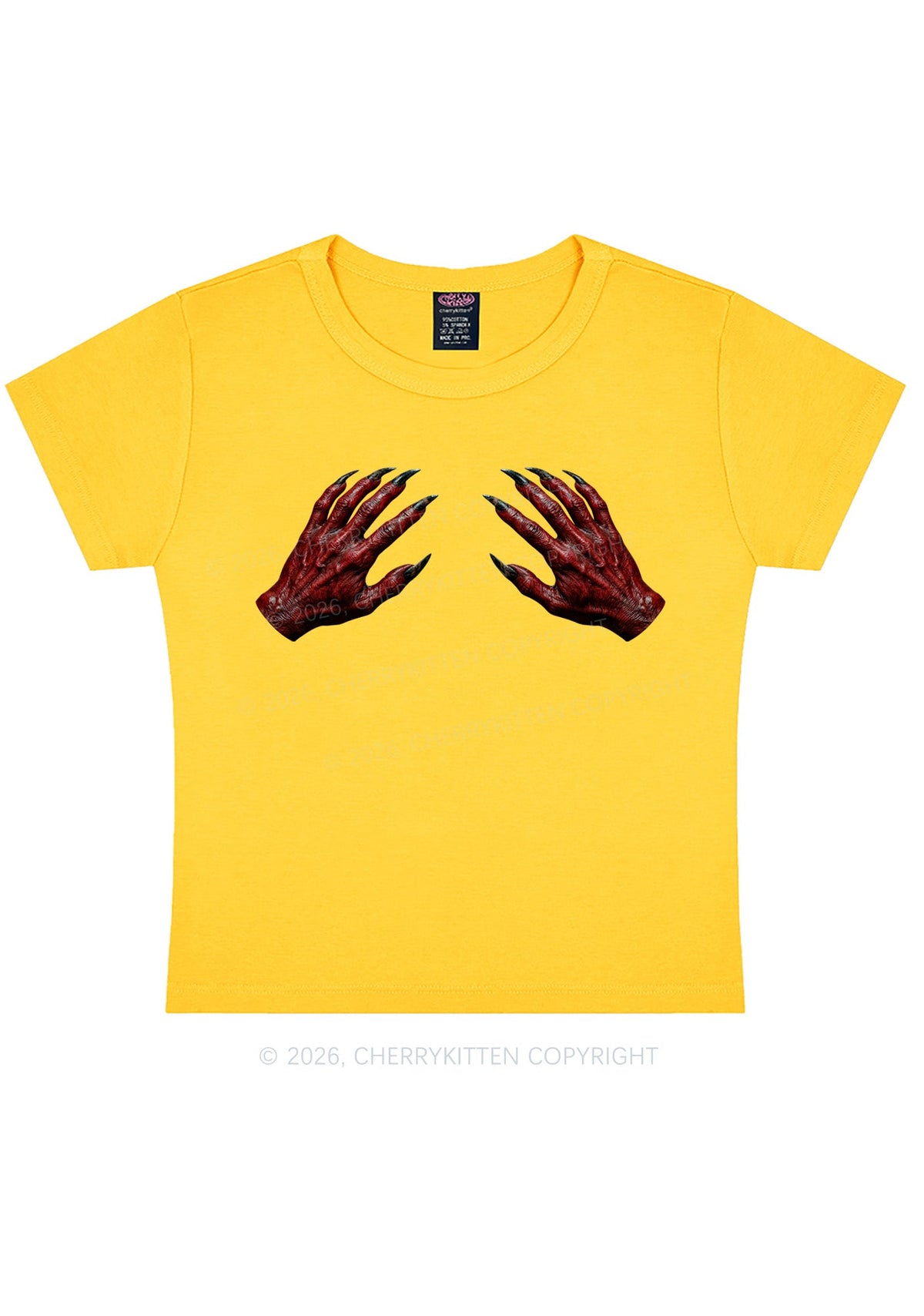 Halloween Satan Hands Y2K Baby Tee Cherrykitten