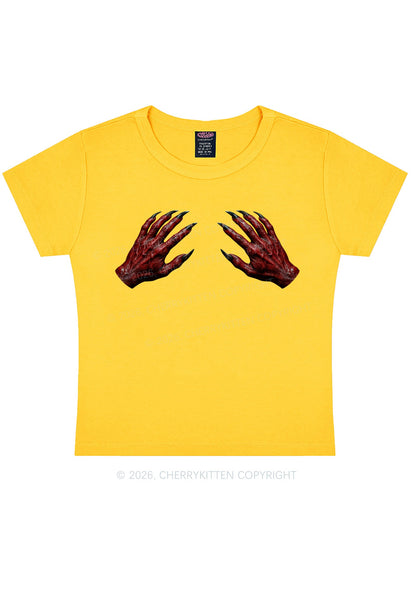 Halloween Satan Hands Y2K Baby Tee Cherrykitten