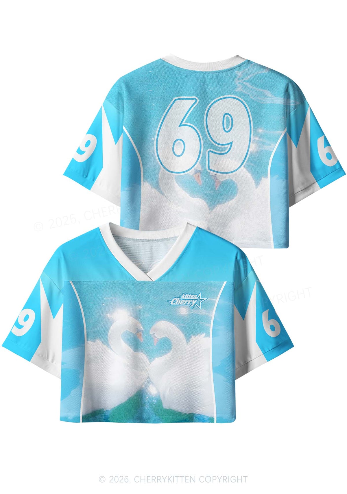 Swan Lovers Y2K Crop Sport Jersey Shirts Cherrykitten
