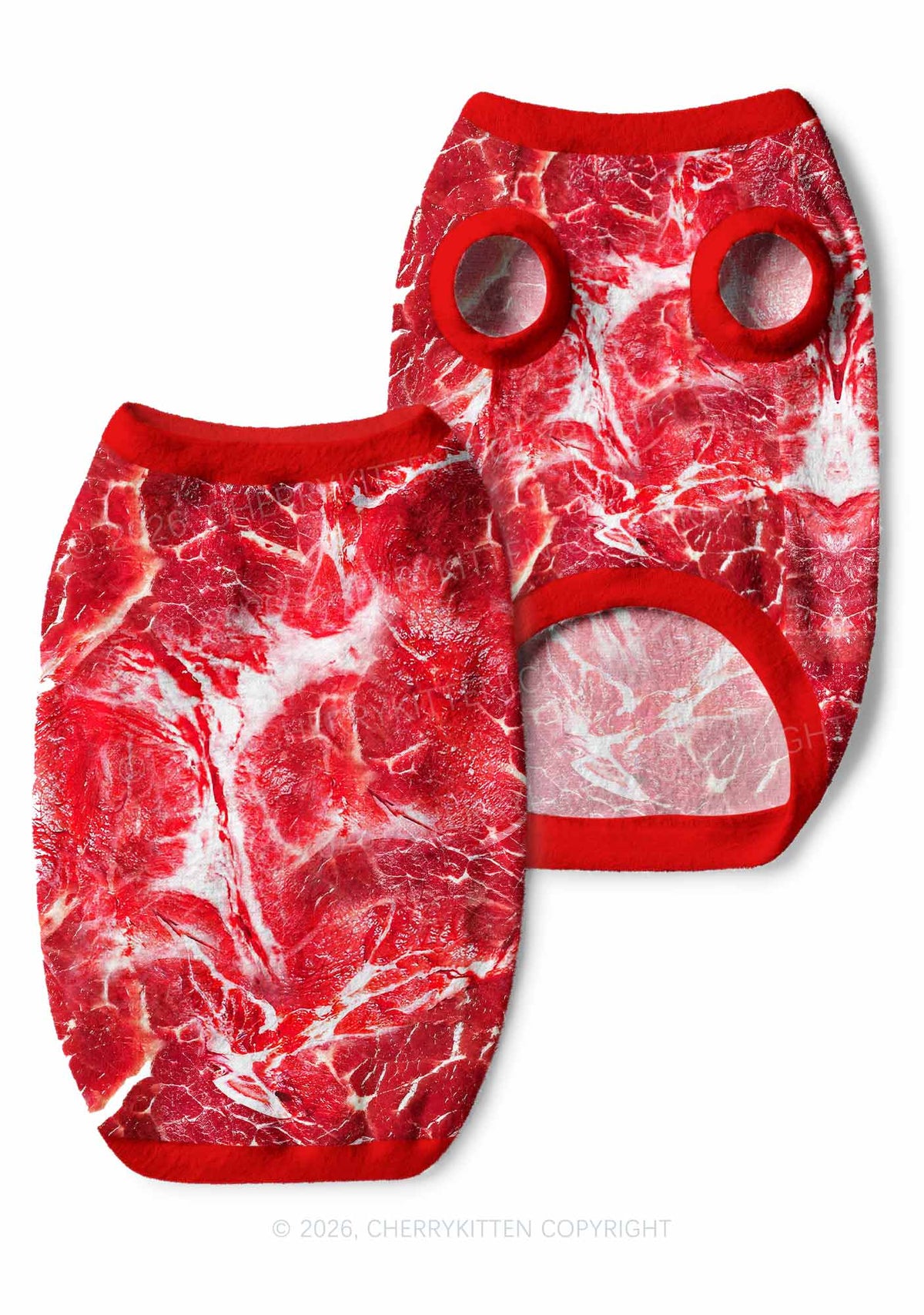 Beef Steak Texture Y2K Pet Knit Sweatshirt Cherrykitten