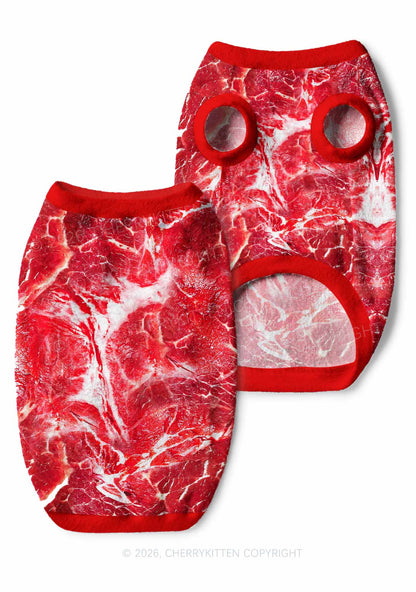 Beef Steak Texture Y2K Pet Knit Sweatshirt Cherrykitten