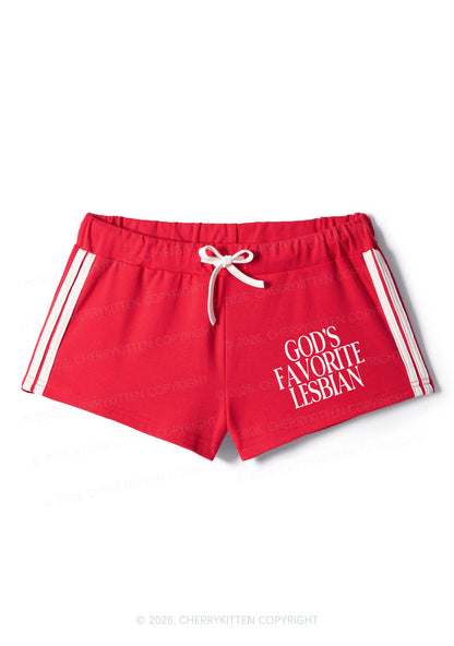Gods Favorite Lesbian Pride Y2K Drawstring Mini Shorts Cherrykitten