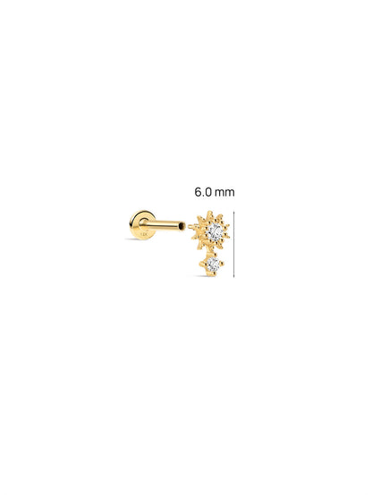 KOSINER 14K Solid Gold 6MM Delicate Sunflower Flat Back Stud