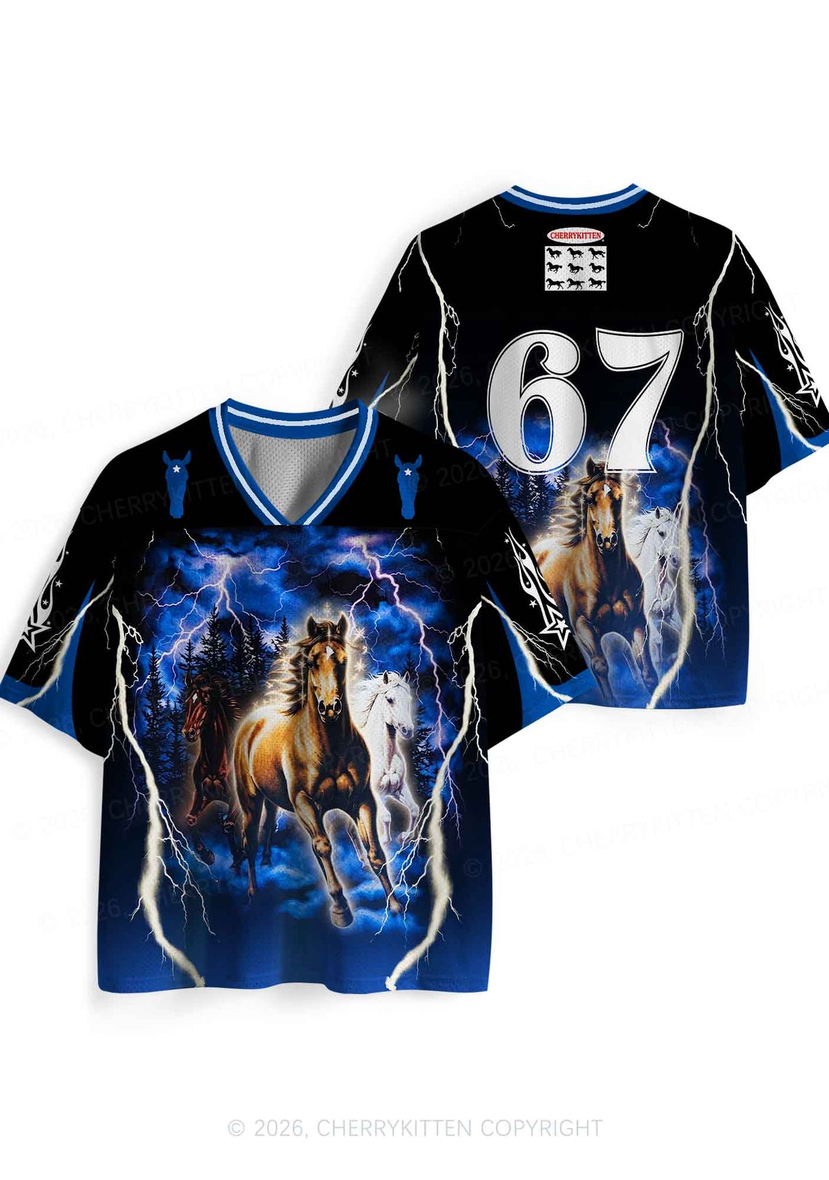 Horses In Lightning Y2K Sport Jersey Shirts Cherrykitten