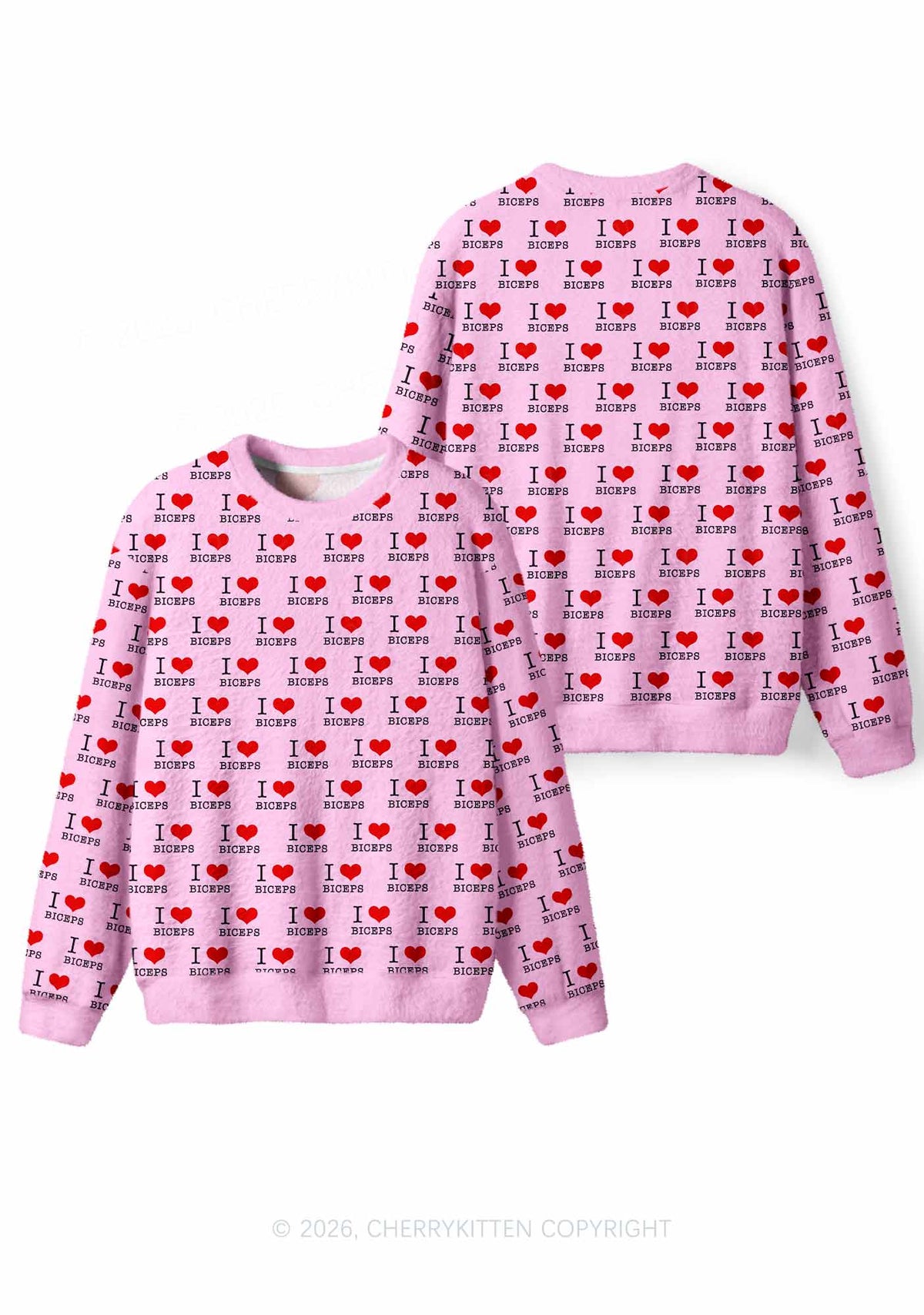 I Love Biceps Y2K Knit Sweatshirt Cherrykitten