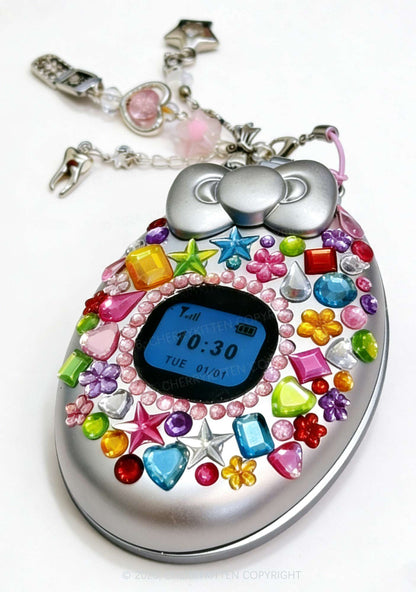 1pc Y2K Retro Simulation Flip Phone Mini Portable Folding Comb Mirror Cherrykitten