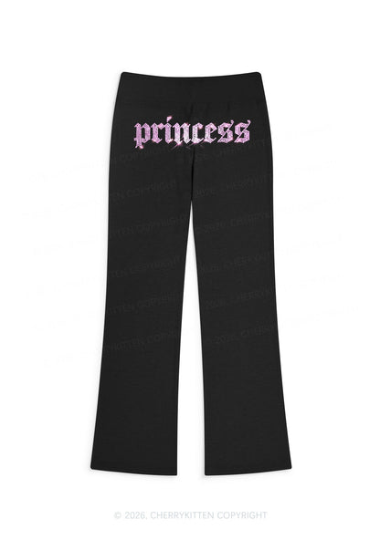 Rhinestone Princess Y2K Low Rise Drawstring Flare Pants Cherrykitten