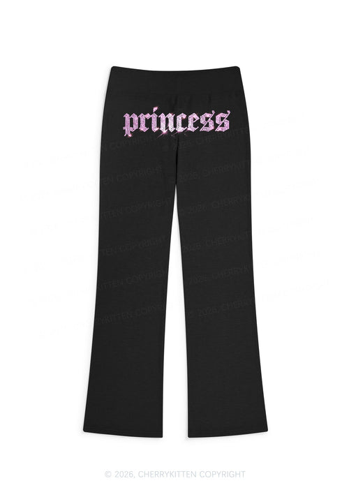 Rhinestone Princess Y2K Low Rise Drawstring Flare Pants Cherrykitten