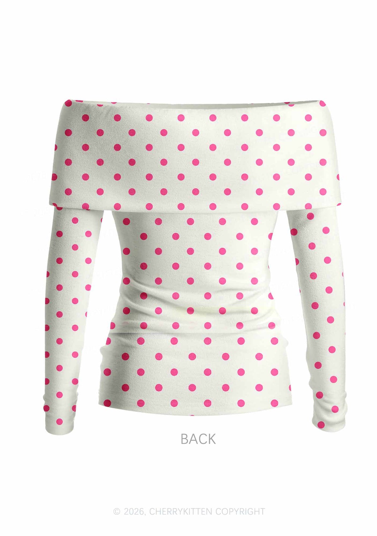 Pink Scissors Pride Y2K Off Shoulder Fold Over Knit Top Cherrykitten