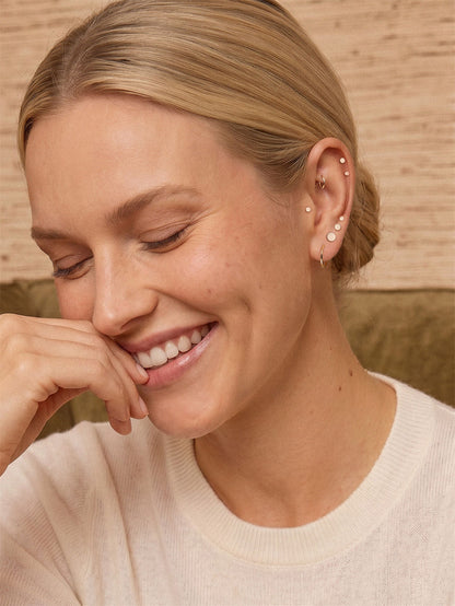 KOSINER 14K Solid Gold Minimalist Disc-shaped Flat Back Stud
