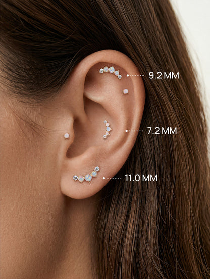 KOSINER 14K Solid Gold Elegant Opal Cluster Flat Back Stud