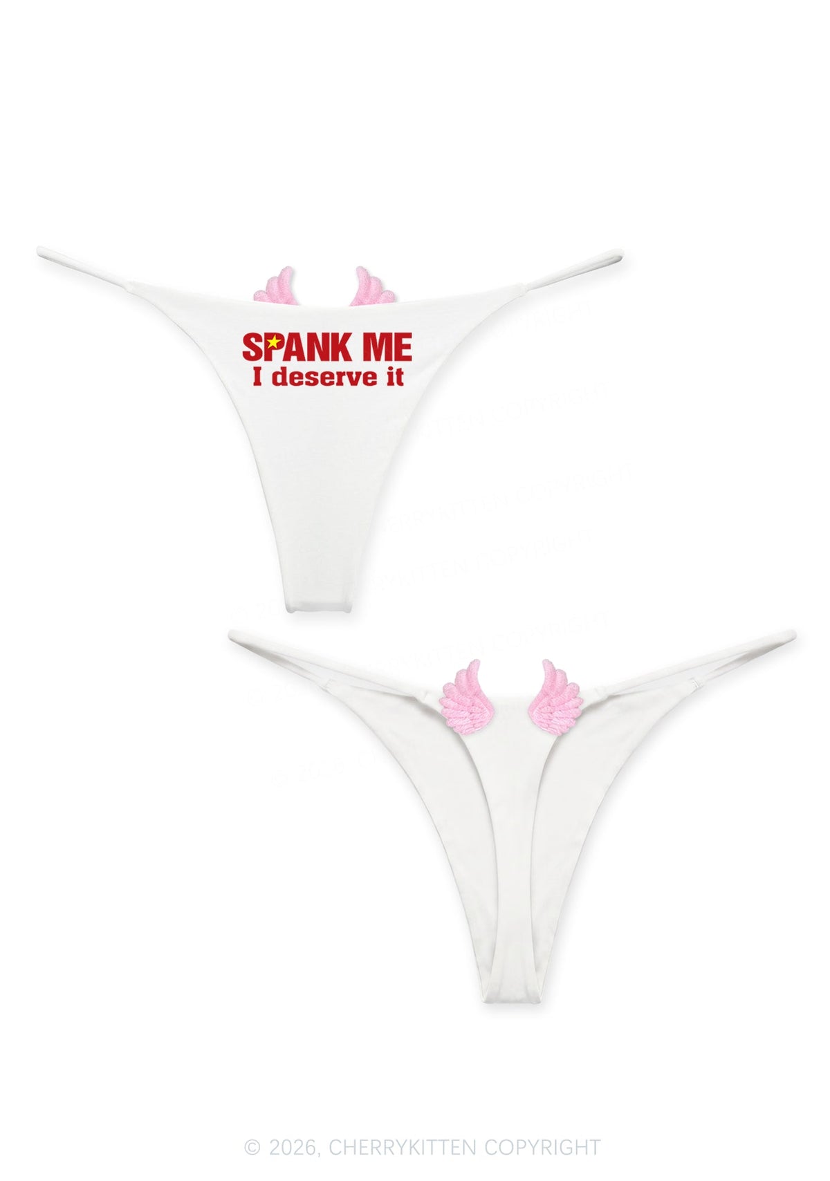 Spank Me Deserve Y2K Goth Angel Wings Bikini String Thong Cherrykitten