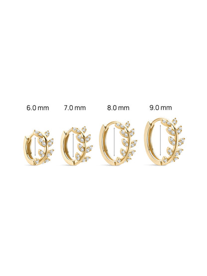 KOSINER 14K Solid Gold Delicate Leaf Hoop
