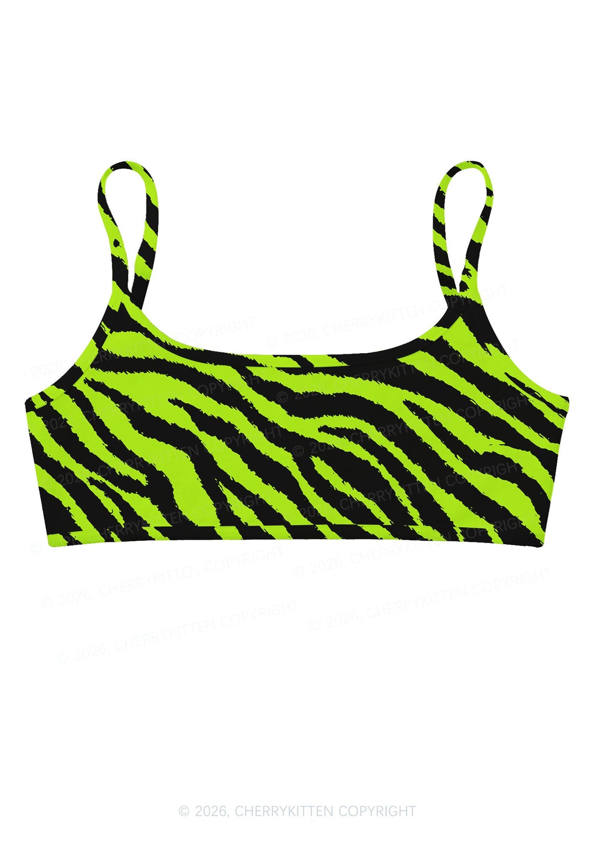 Green Zebra Y2K Print Super Crop Cami Cherrykitten