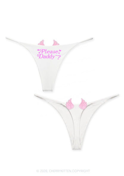 Please Daddy Y2K Goth Angel Wings Bikini String Thong Cherrykitten