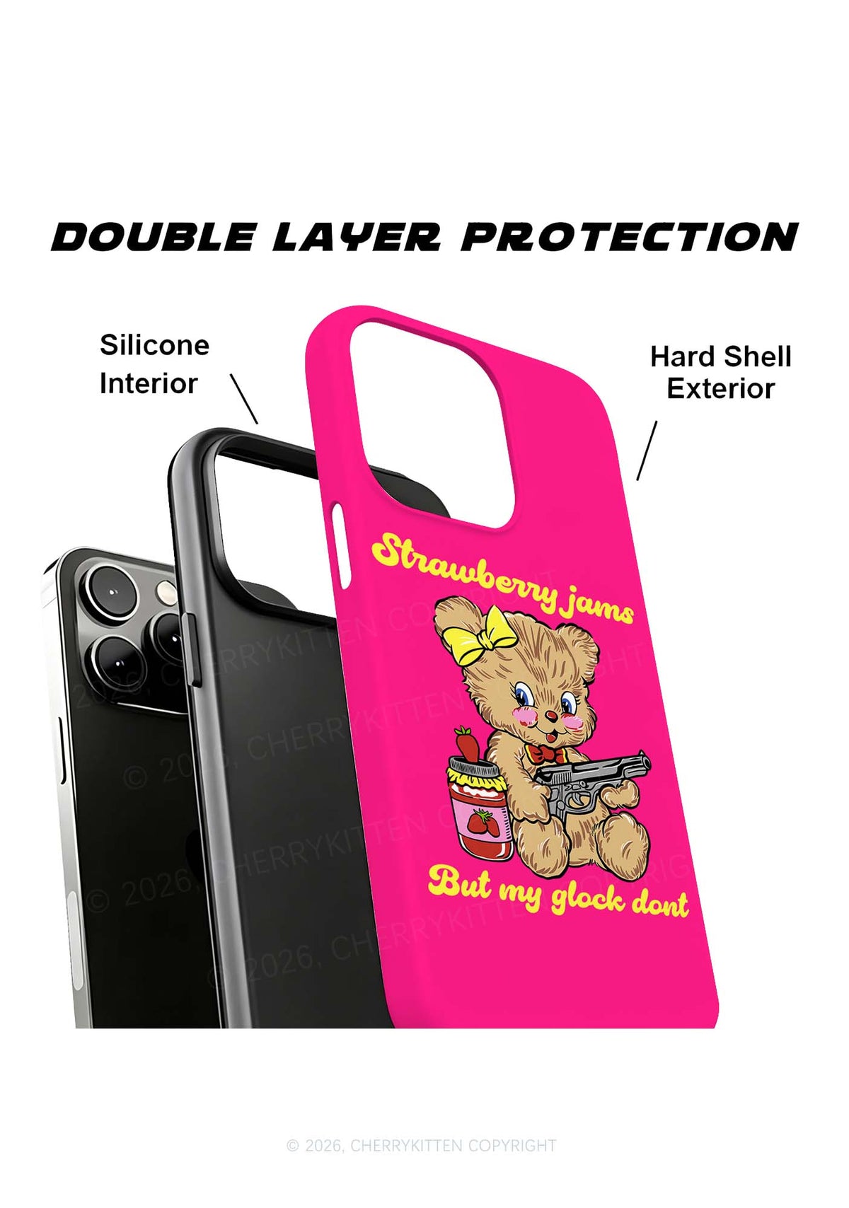 Strawberry Jams Bear Y2K Phone Case Cherrykitten