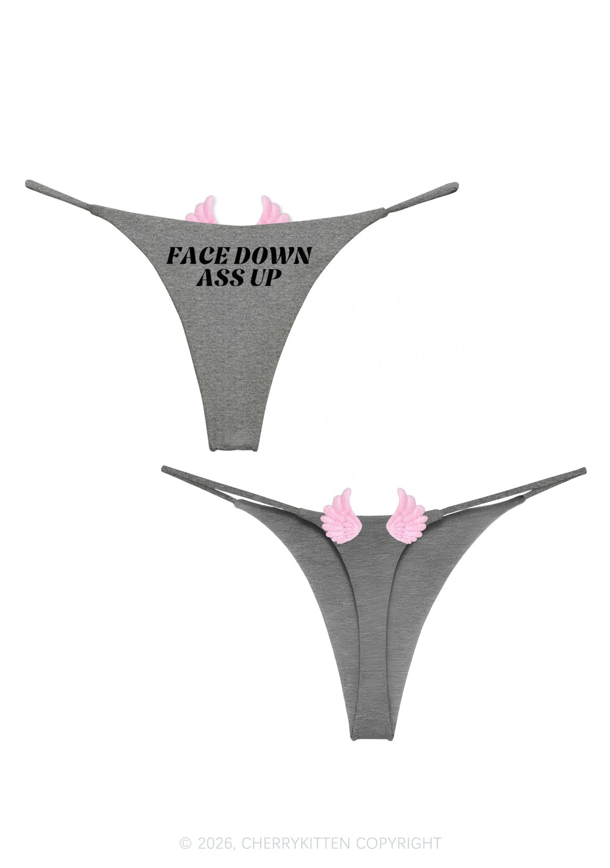 Face Down Axx Up Y2K Goth Angel Wings Bikini String Thong Cherrykitten