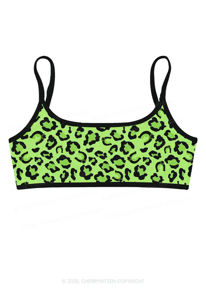 Fluorescent Green Leopard St Patricks Y2K Print Super Crop Cami Cherrykitten