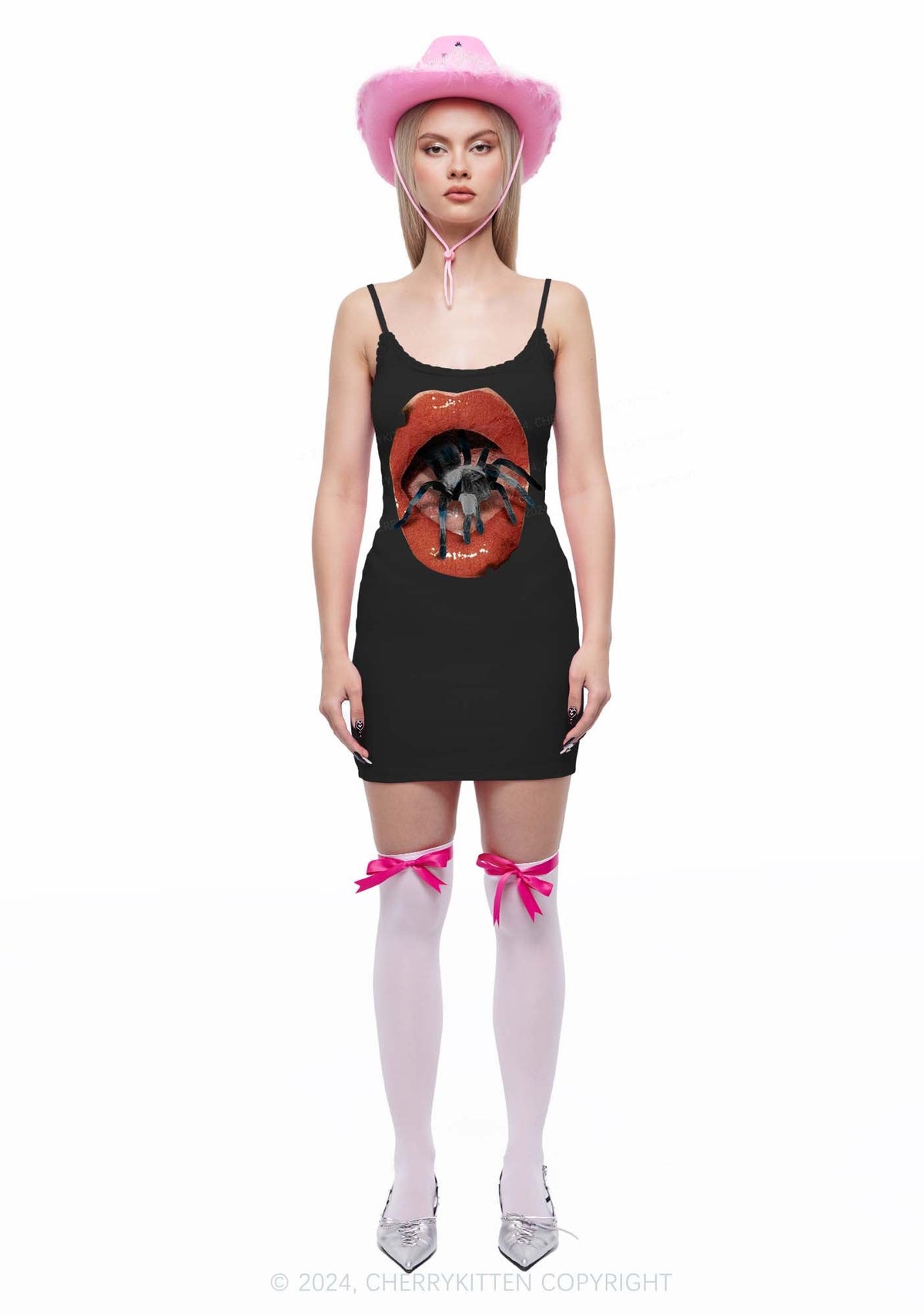 Eat Spider Y2K Lace Slip Dress Cherrykitten