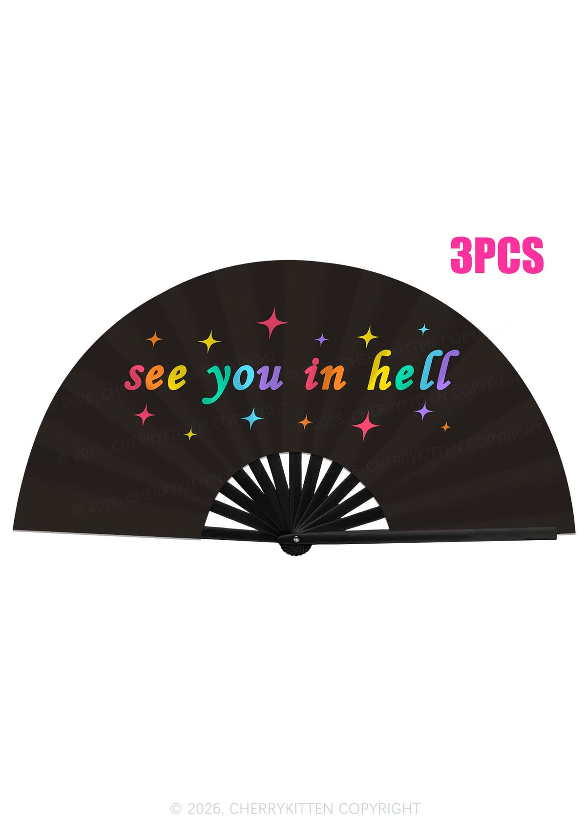 See You In Hell Pride Y2K Rave Hand Fan Cherrykitten