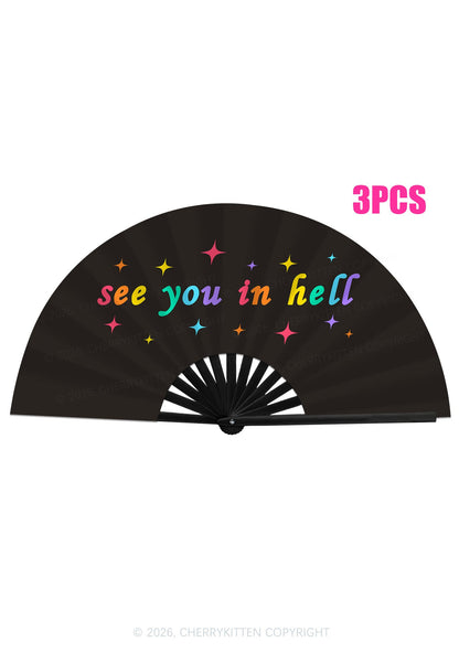 See You In Hell Pride Y2K Rave Hand Fan Cherrykitten