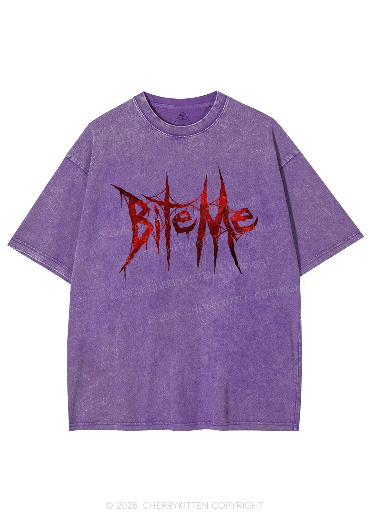 Halloween Bite Me Y2K Shirts Washed Tee Cherrykitten