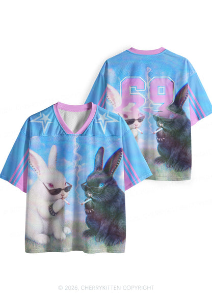 Smoking Punk Bunny Y2K Sport Jersey Shirts Cherrykitten