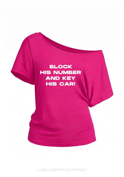Block His Number Y2K Off Shoulder Tee Cherrykitten