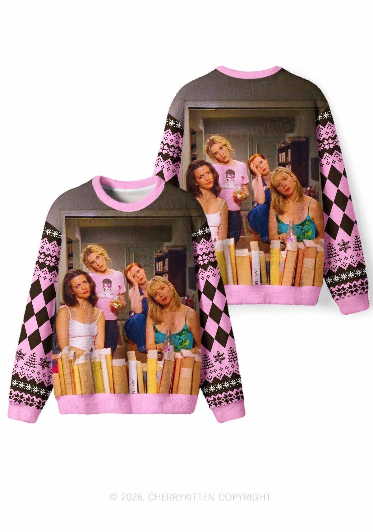 Girl Puzzled Y2K Knit Sweatshirt Cherrykitten