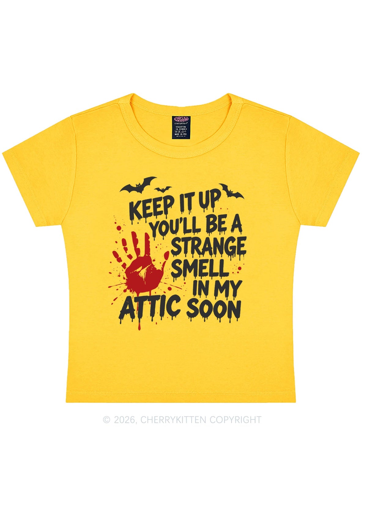 Halloween Strange Smell In My Attic Y2K Baby Tee Cherrykitten