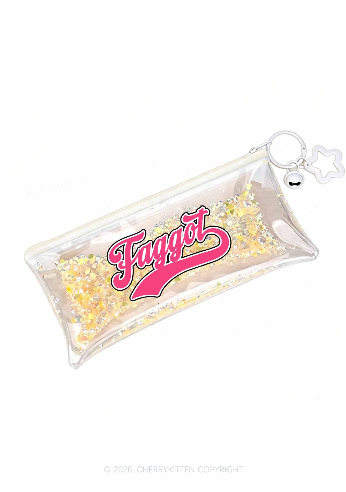 Pink Faggot Pride Y2K Quicksand Transparent Pencil Pouch Cherrykitten