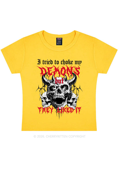 Halloween Choke My Demons Y2K Baby Tee Cherrykitten