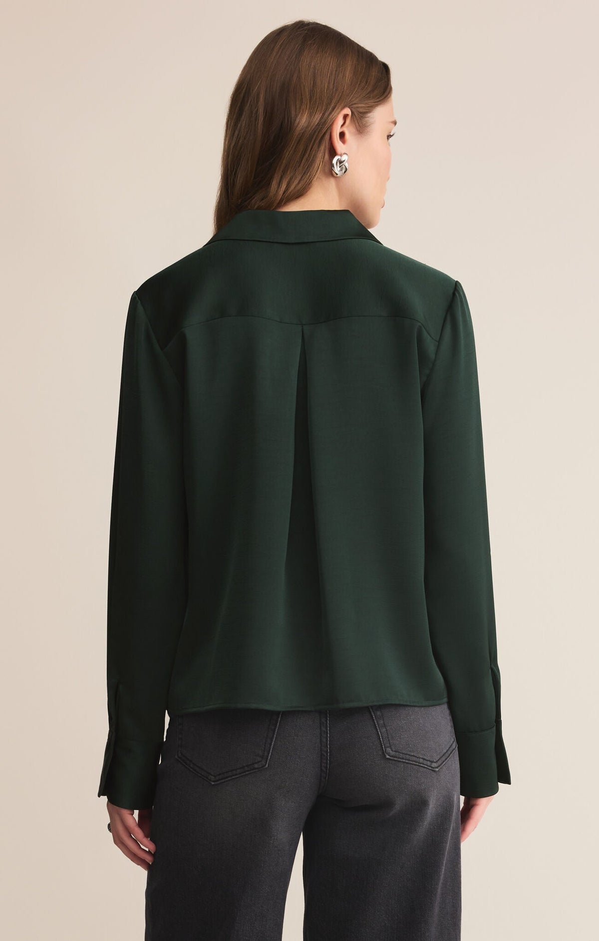 Ana Satin Top - Garland Green
