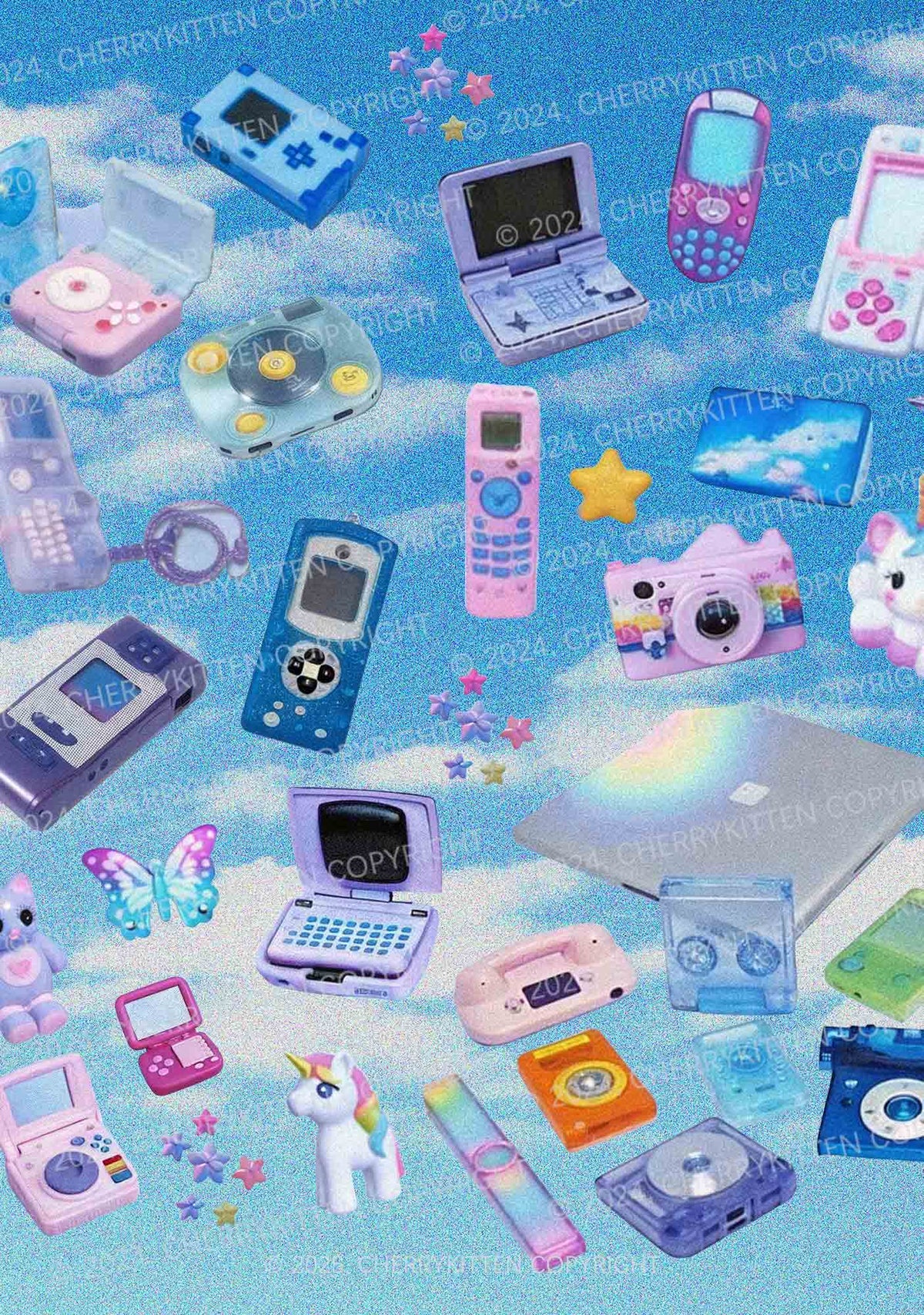 Punk Digital Y2K Print Slip Dress Cherrykitten