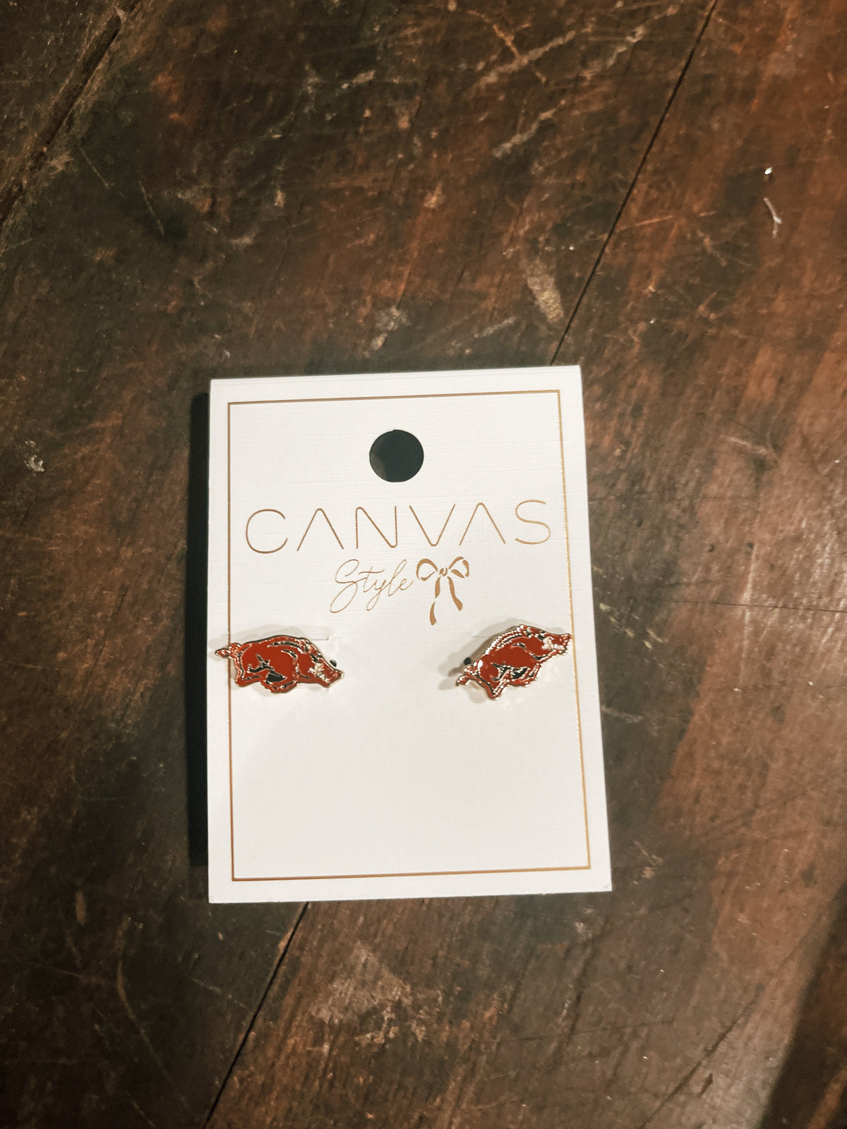 Arkansas Razorbacks Enamel Logo Stud Earrings