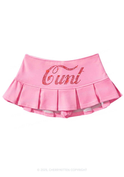 Rhinestone Special Cxxt Y2K Mini Pleated Skirts Cherrykitten