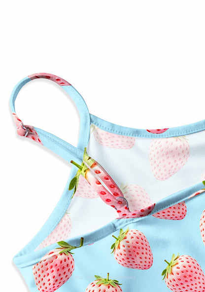 Pastel Pink Strawberry Y2K Print Slip Dress Cherrykitten