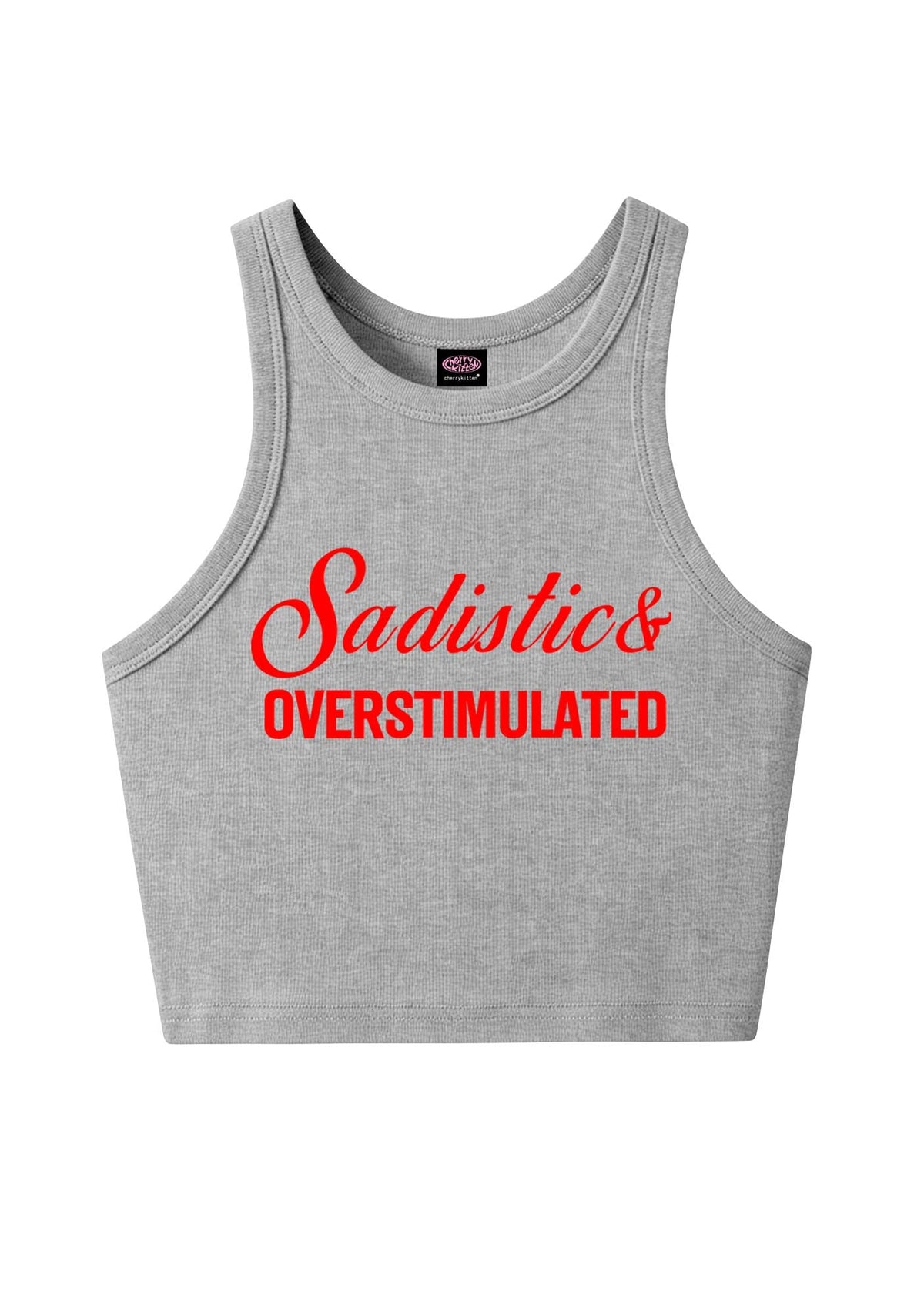Sadistic Overstimulated Y2K Crop Tank Top Cherrykitten