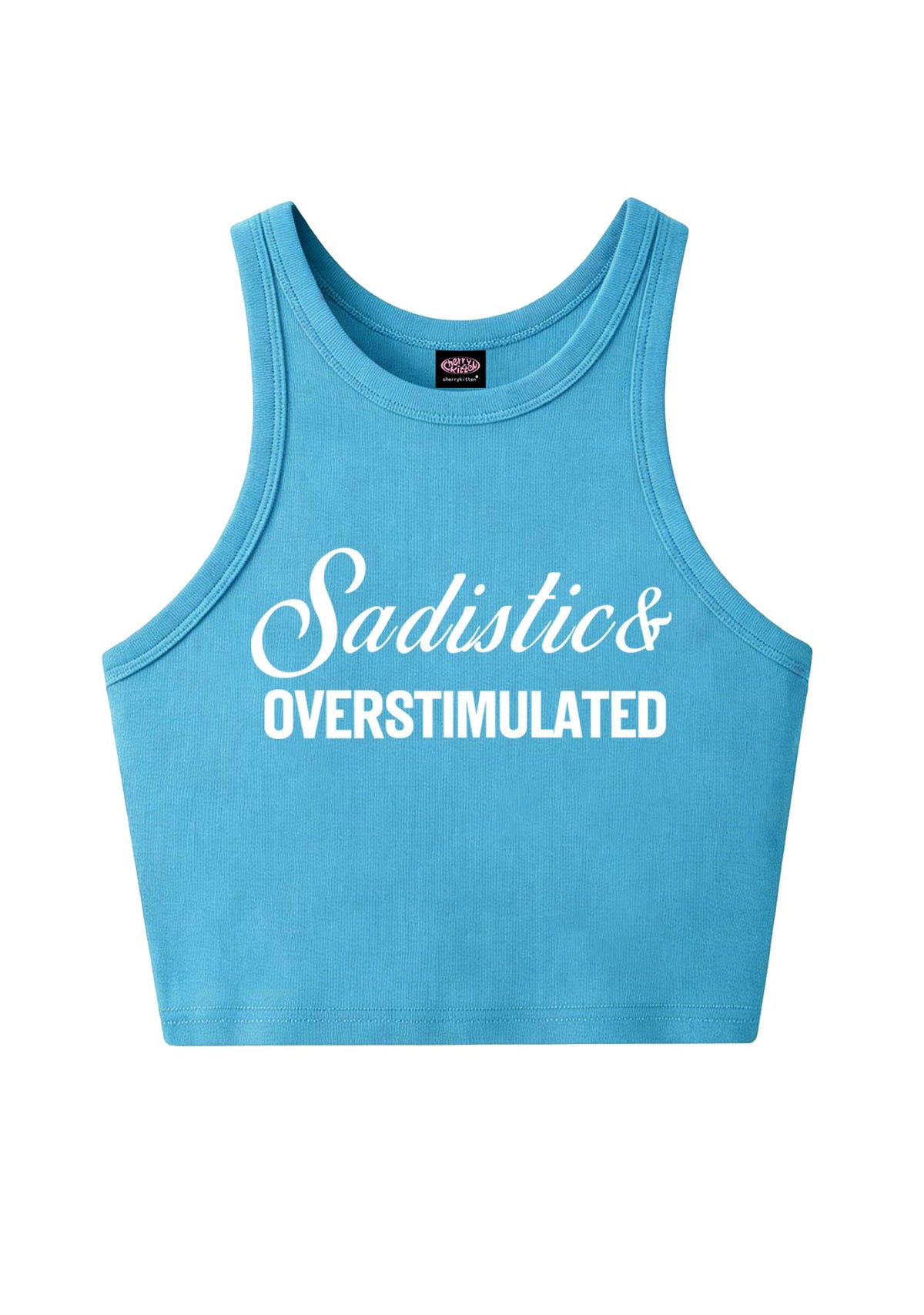 Sadistic Overstimulated Y2K Crop Tank Top Cherrykitten