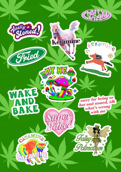 Cherrykitten Smoke Art Y2K Stickers Pack Of 10
