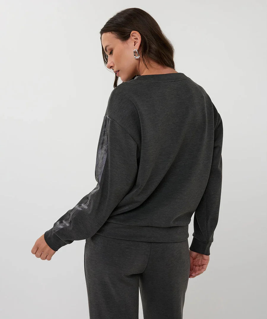 Modal Top w Silver Detail-Dark Grey