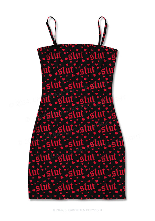 Black Slxt Y2K Print Slip Dress Cherrykitten