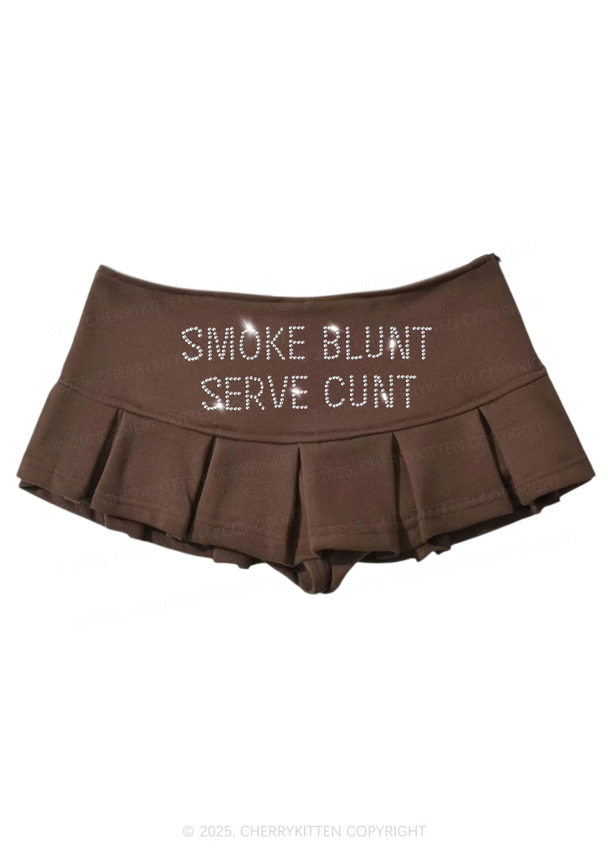 Rhinestone Smoke Blunt Y2K Mini Pleated Skirts Cherrykitten
