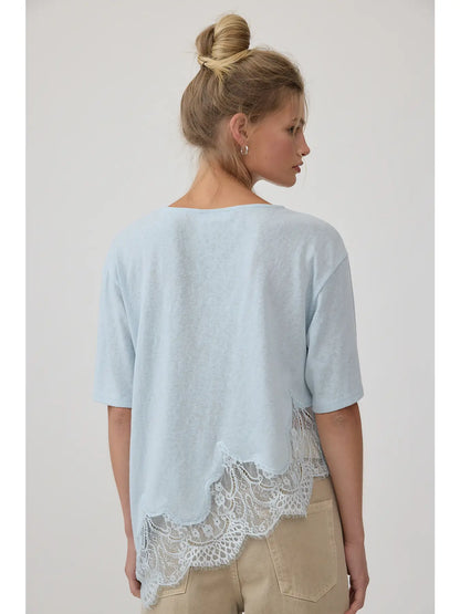 Slub Knit Lace Hem Tee