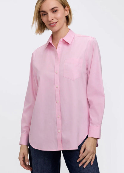 Boyfriend No Iron Pinpoint Long Sleeve Tunic